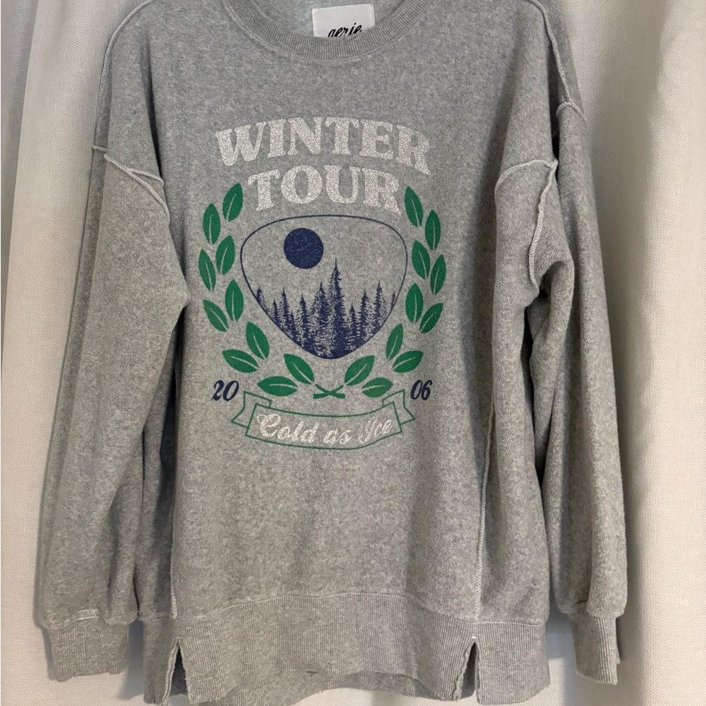 Aerie Gray Winter Tour Graphic Sweater